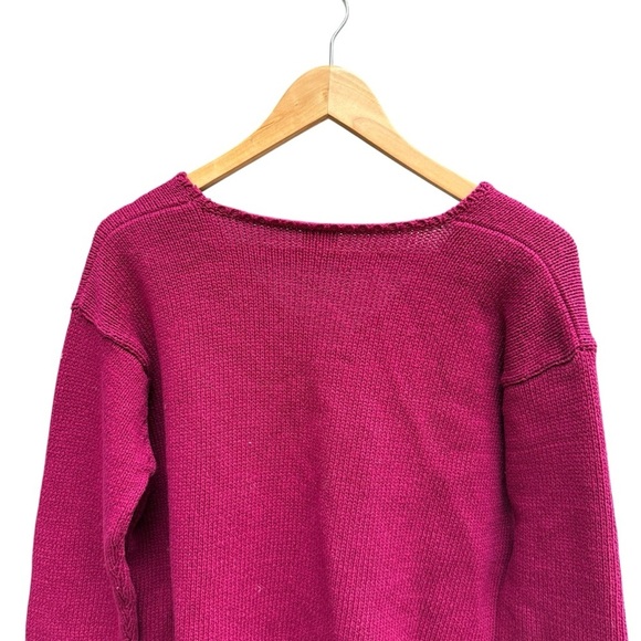 Eileen Fisher Boxy Heavy Knit V-Neck Button Up Cardigan Sweater Pink S - Picture 7 of 10